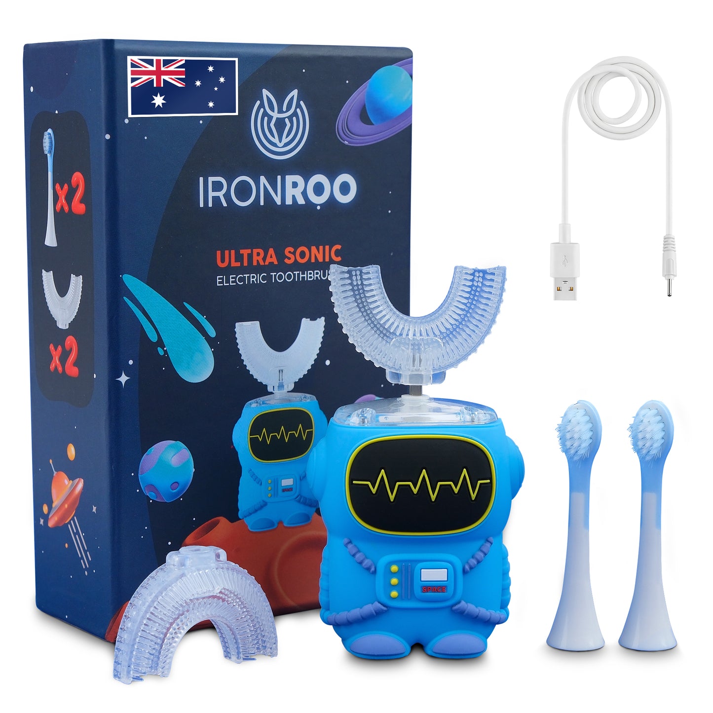 Kids U-Shaped Toothbrush – 360° Clean in 60 Seconds, Fun & Easy Brushing with 5 Modes, Soft Silicone Design (Ages 2–14)