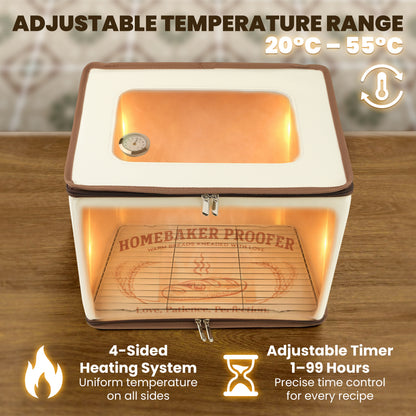 Bread Dough Proofing Box – 4-Sided Heated Bread Proofer (68°F–131°F), Upgraded 2026 Model with Temperature & Timer Control