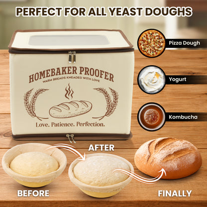 Bread Dough Proofing Box – 4-Sided Heated Bread Proofer (68°F–131°F), Upgraded 2026 Model with Temperature & Timer Control